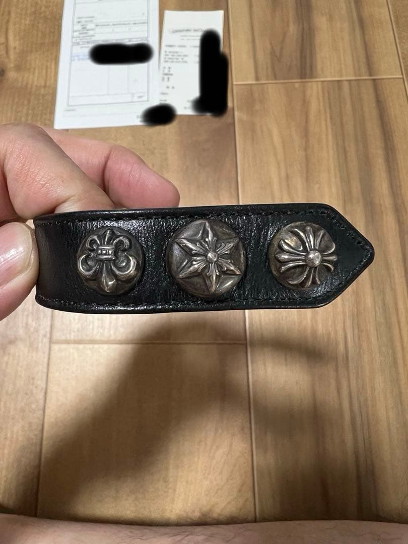 クロムハーツ レザー バングル 3ボタン2スナップ バングル マルチ