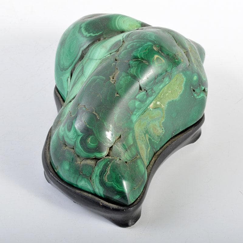 Gojyo　孔雀石　マラカイト　重さ約1140g　唐木台付　F　R4588