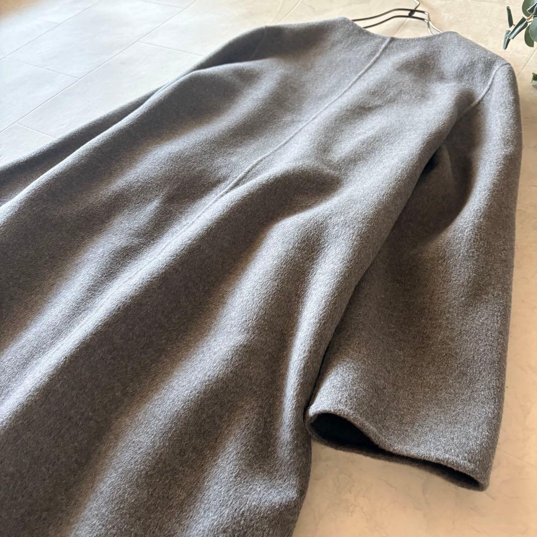 NO.7-138 JOSEPH カラーレスロングコートカシミヤダブルフェイス40