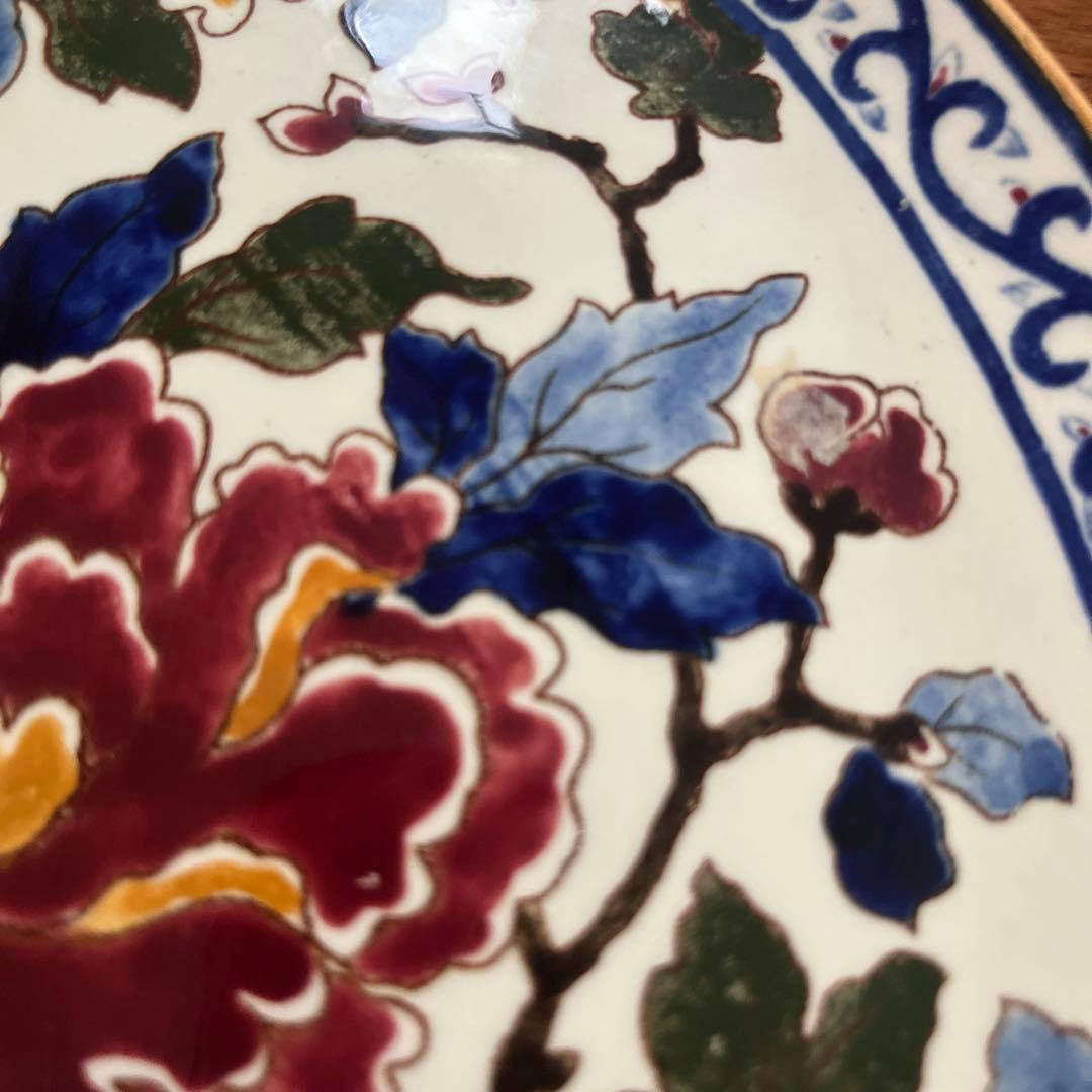 GIEN 陶器製 牡丹花柄デザイン 大皿 直径31cm