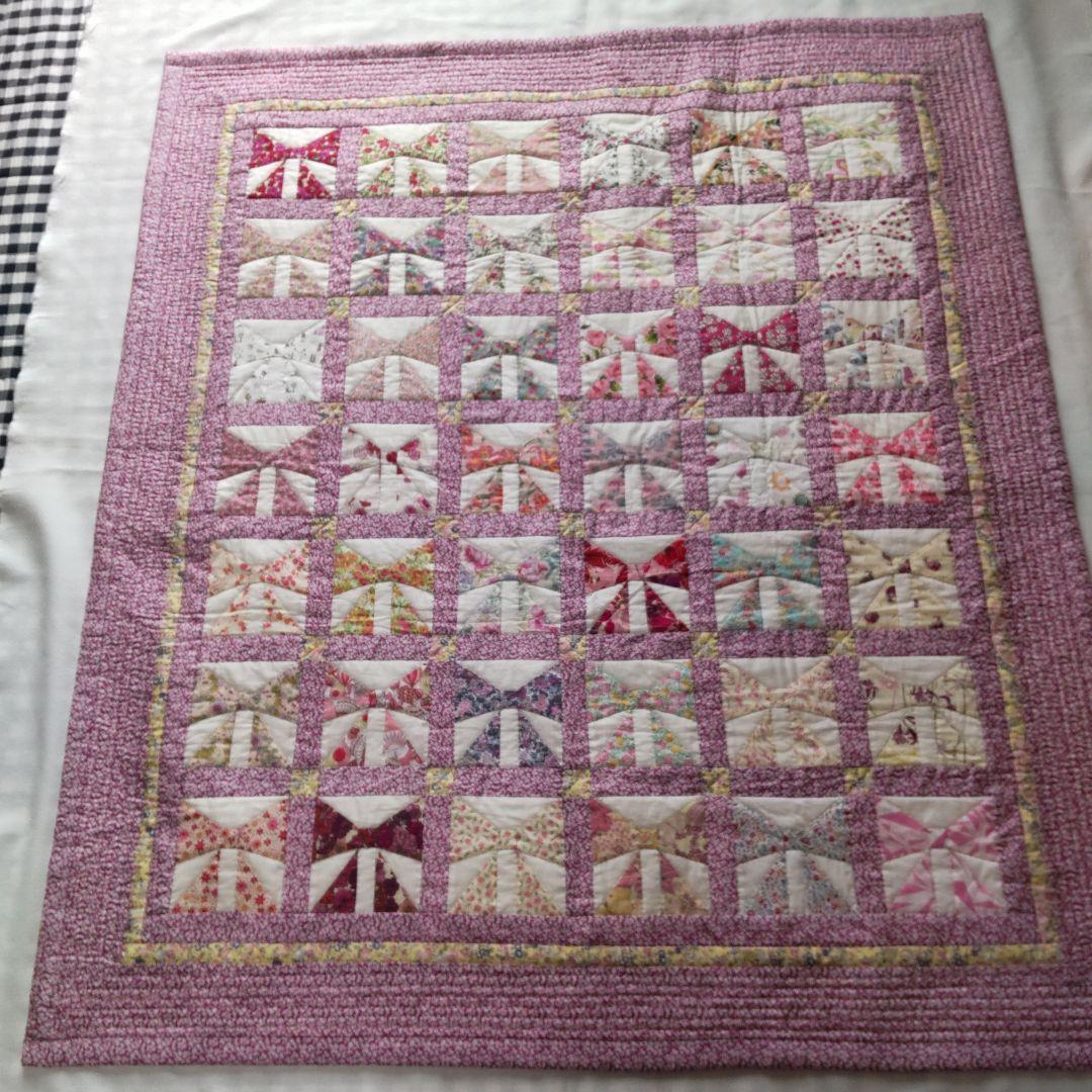 ハンドメイドリバティベッドカバー、　タペストリーリボン