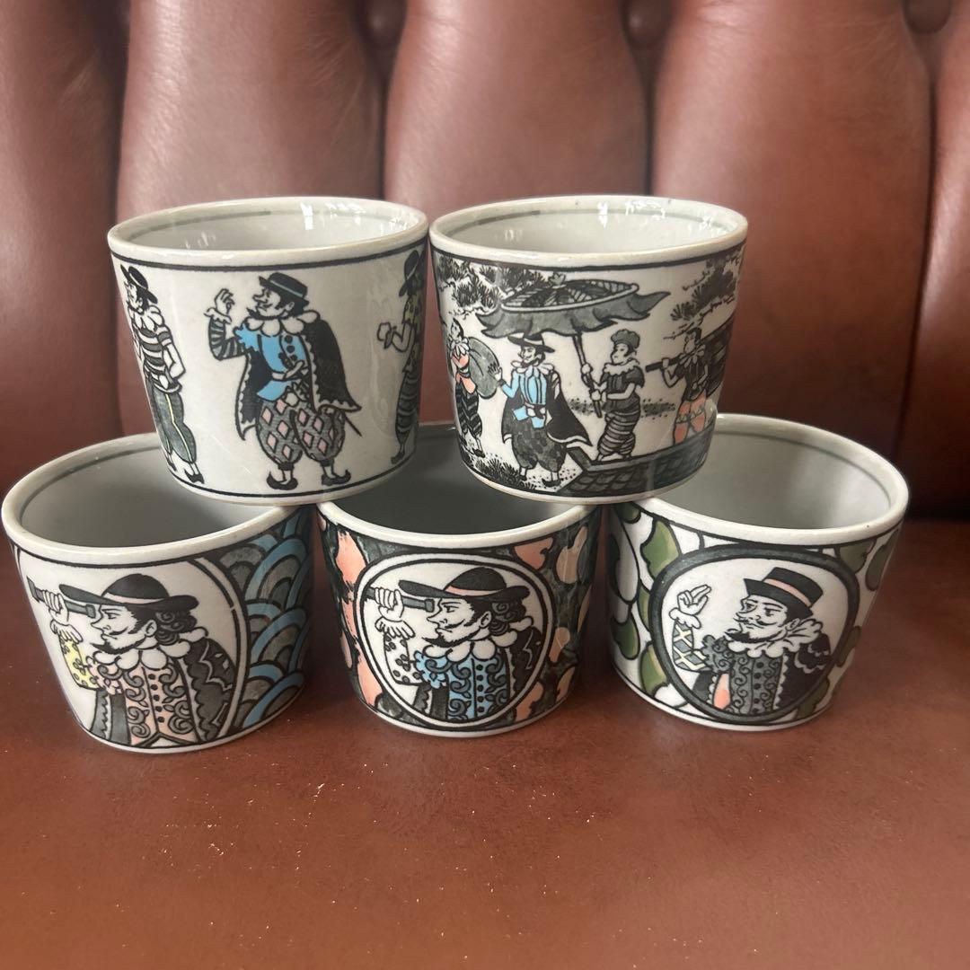有田焼　円左エ門窯　南蛮人シリーズフリーカップ　５個セット