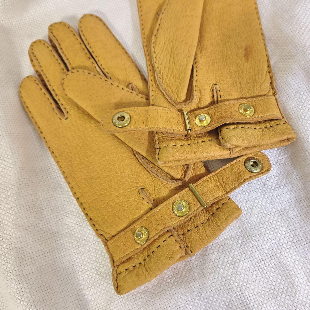 デンツDENTSハンドソーイングカシミヤライニングペッカリーレザーグローブ手袋黄