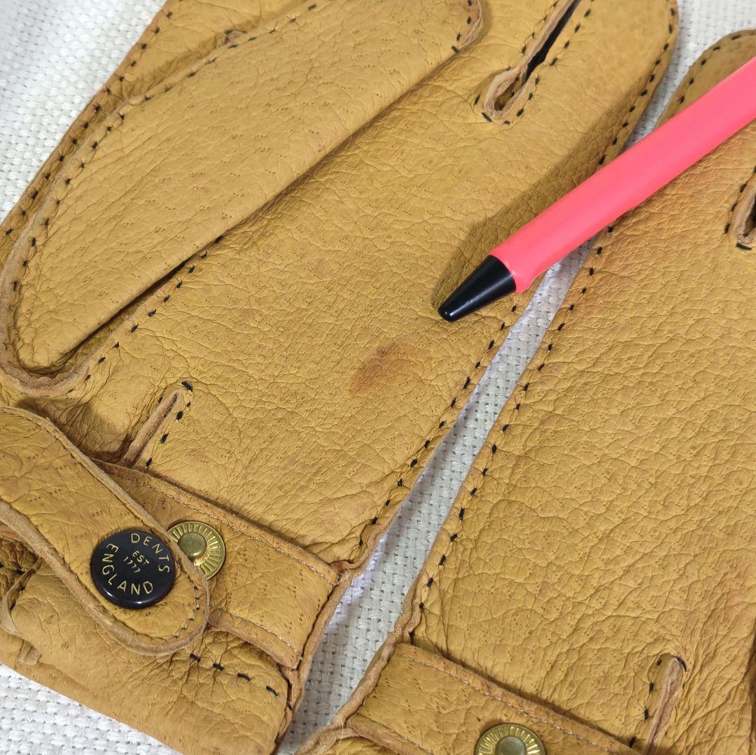 デンツDENTSハンドソーイングカシミヤライニングペッカリーレザーグローブ手袋黄