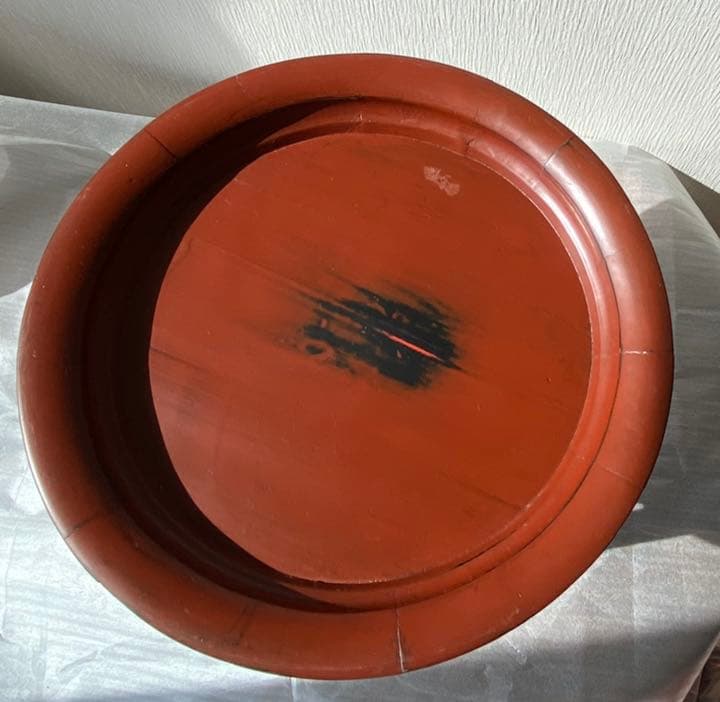 木製 、朱/溜 漆塗り李朝中国韓国デザイン☆木製アンティーク花台飾り.家具