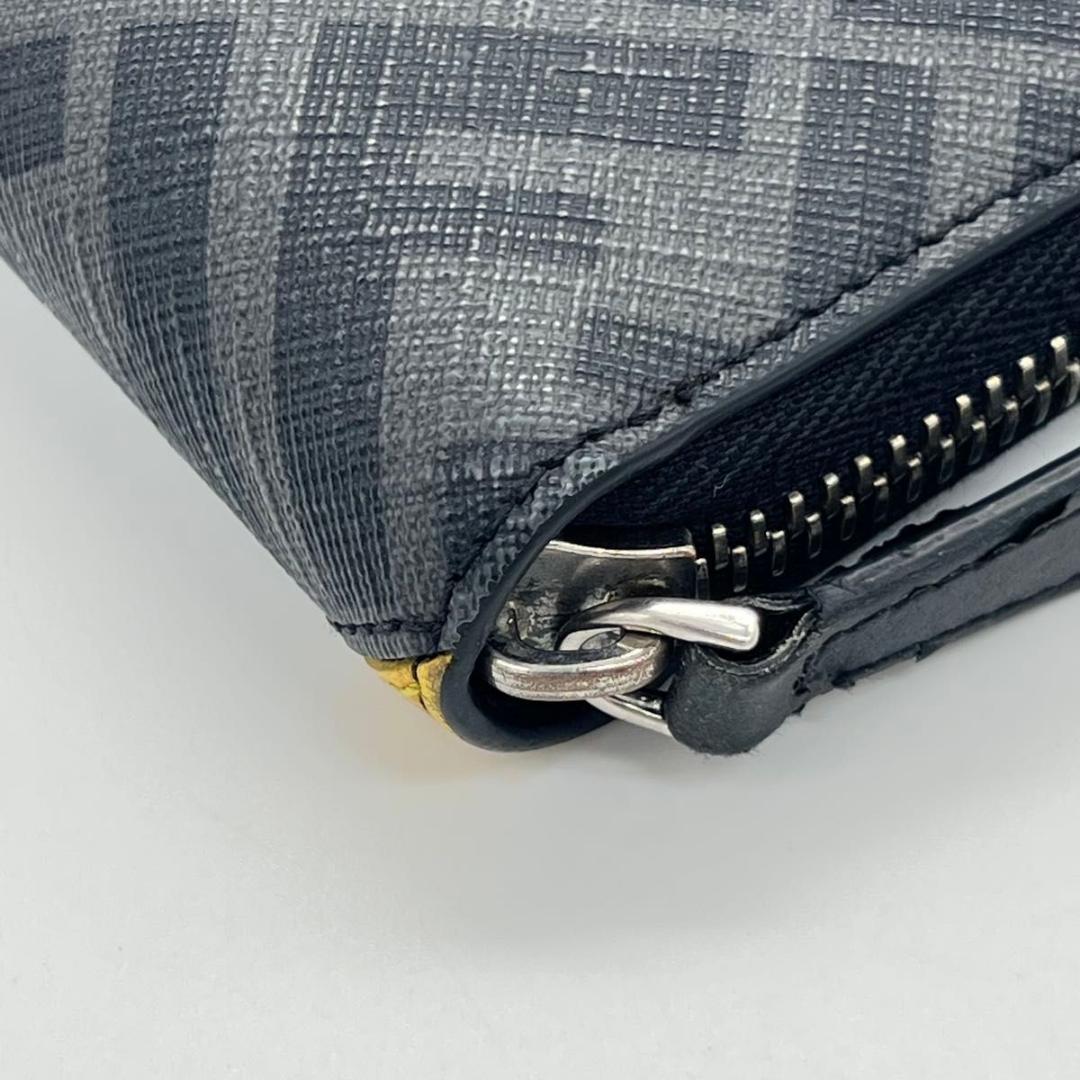 フェンディ ダイアゴナル　FF ズッカ柄 長財布 ブラック　イエロー レザー