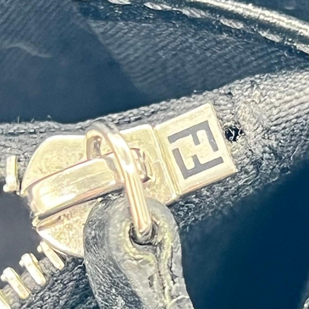 フェンディ ダイアゴナル　FF ズッカ柄 長財布 ブラック　イエロー レザー