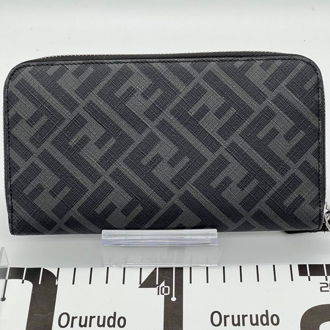 フェンディ ダイアゴナル　FF ズッカ柄 長財布 ブラック　イエロー レザー