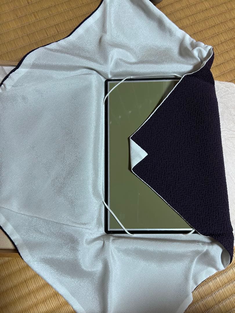 【箱付】台付き 二重帛紗 ちりめん 紫 裏千家 茶道具 茶道 正式道具