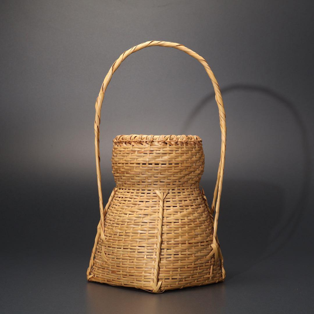 花入　花籠　即中斎好　方円籠　伝統工芸有馬籠　昭竹斎　共箱　R1499ラ