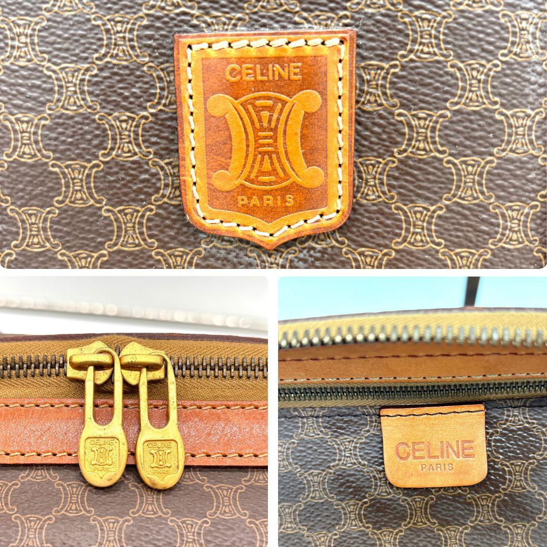 CELINE セリーヌ マカダム柄 ボストンバッグ ショルダー付き 南京錠＆鍵付