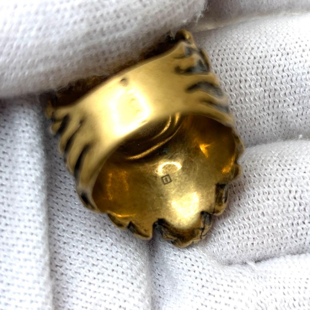 と*ラ様 GUCCI ライオンヘッド リング ブルーストーン ゴールド ヴィンテ