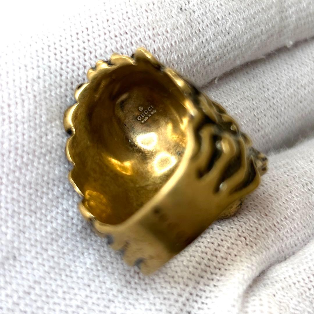 と*ラ様 GUCCI ライオンヘッド リング ブルーストーン ゴールド ヴィンテ