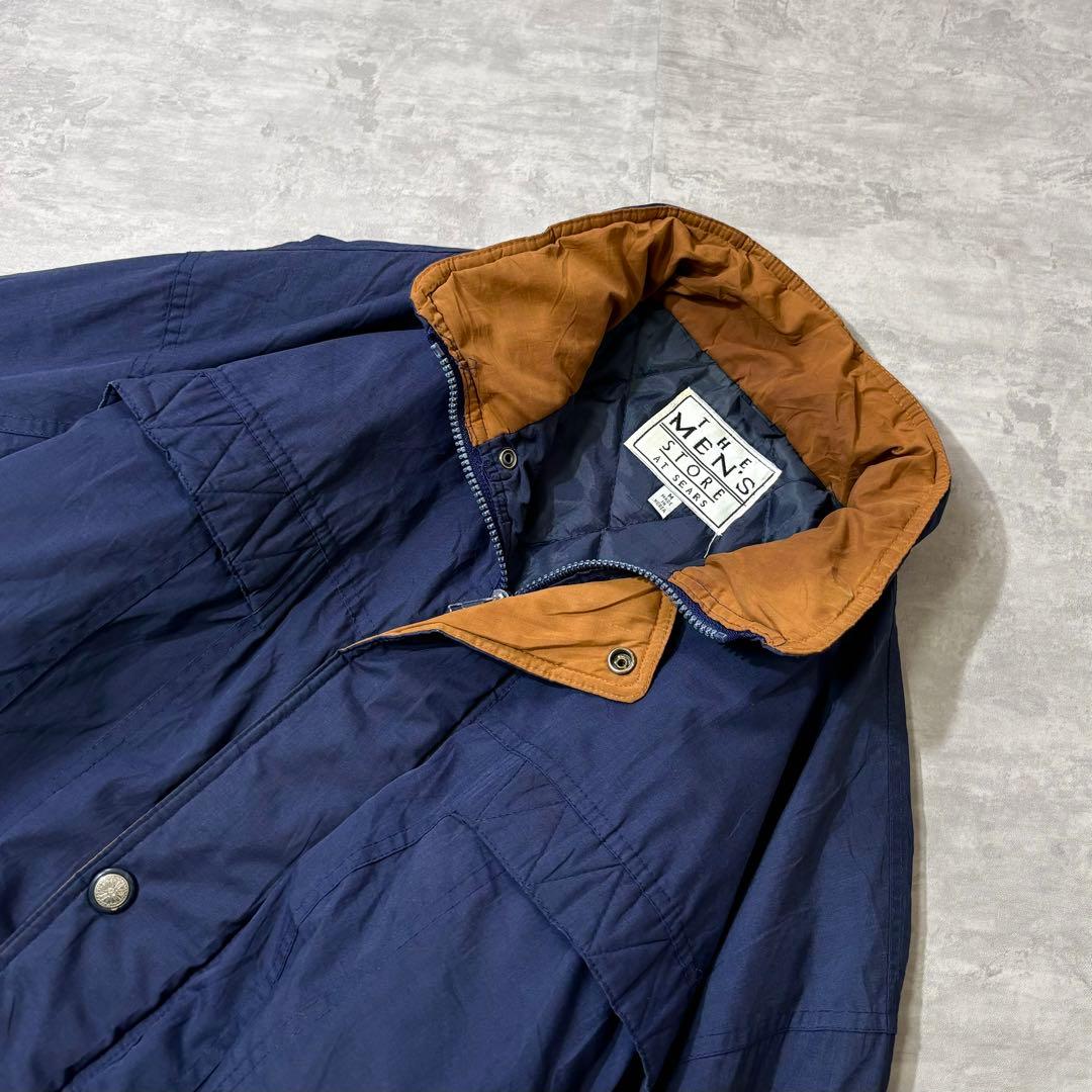 90s SEARS 中綿 短丈 ナイロンジャケット TALONジップ ネイビー