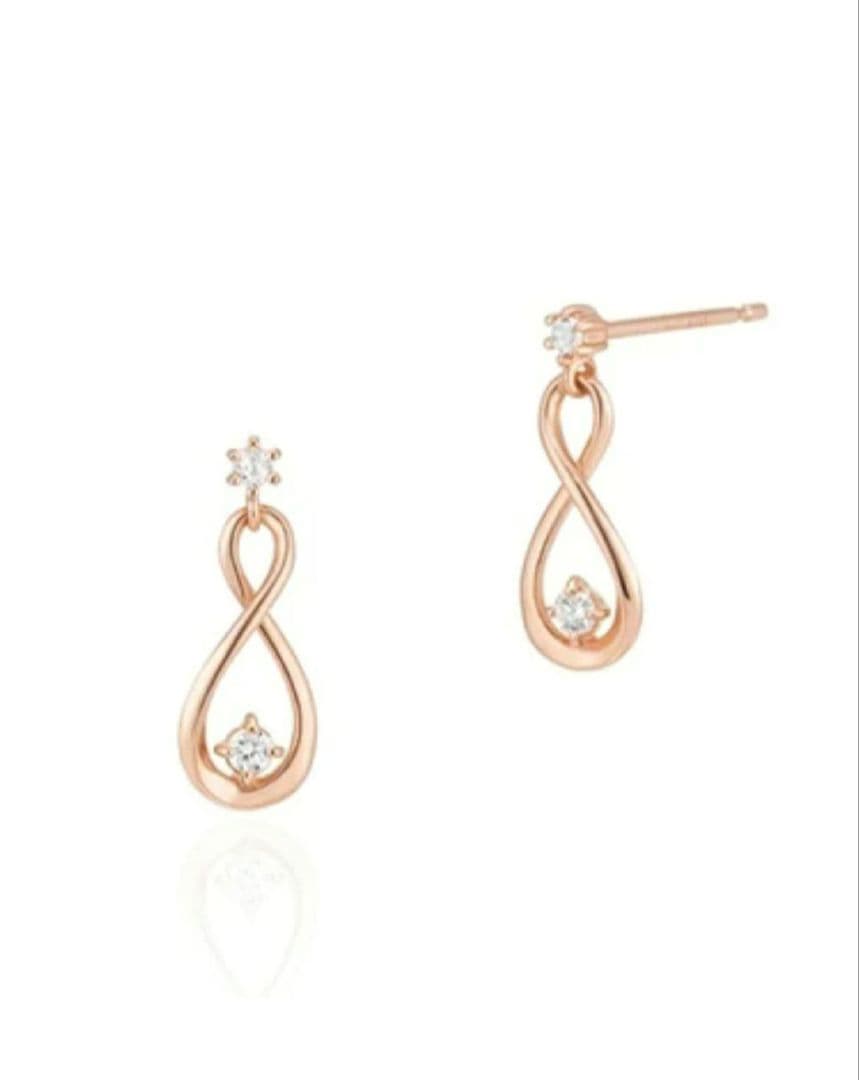 ４℃ K10 ピンクゴールド ダイヤモンド ピアス