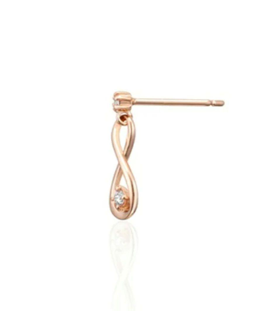 ４℃ K10 ピンクゴールド ダイヤモンド ピアス