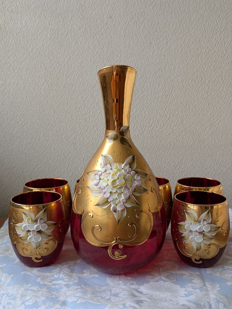 MURANO GLASS ベネチアングラス デキャンタ グラス6客