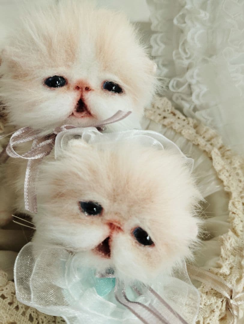 生後２週間♡双子子猫ちゃん♡お世話セット♡アートドール♡ぬいぐるみ♡