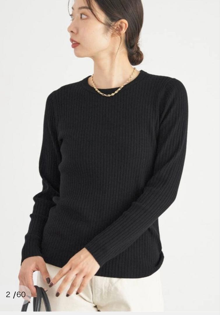 未使用　IENA メリノリブ クルーネックプルオーバー