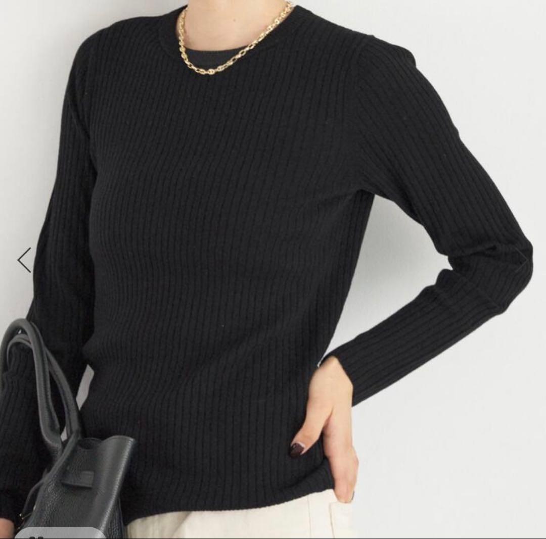 未使用　IENA メリノリブ クルーネックプルオーバー