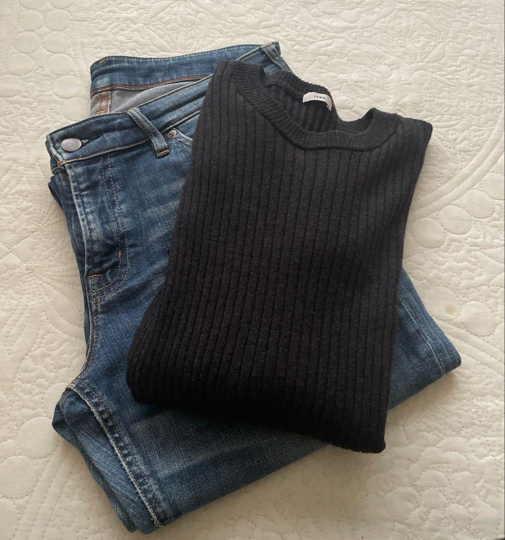 未使用　IENA メリノリブ クルーネックプルオーバー