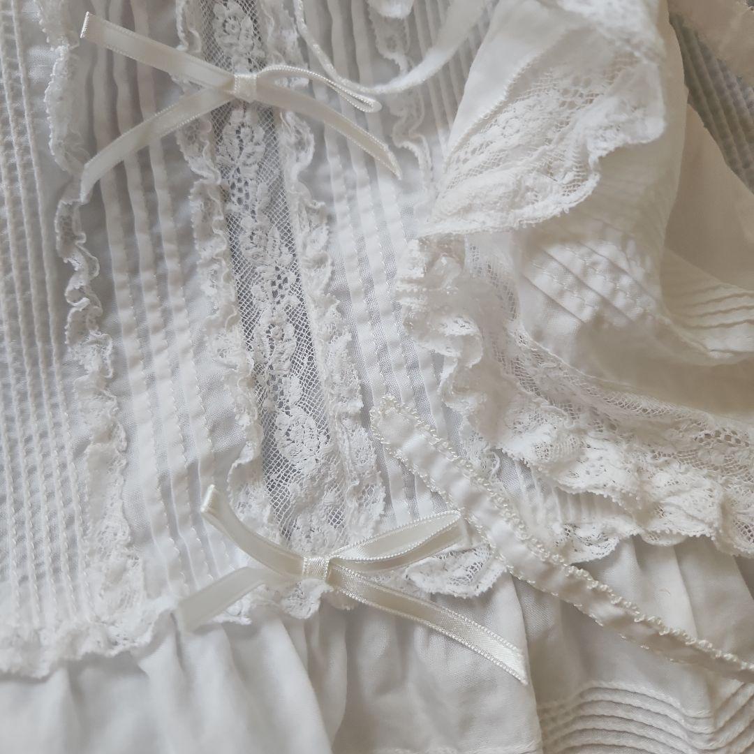 ★ピンクハウス★❤️フランスレースにサテンリボン沢山のブラウス✨白✨綿ブロード