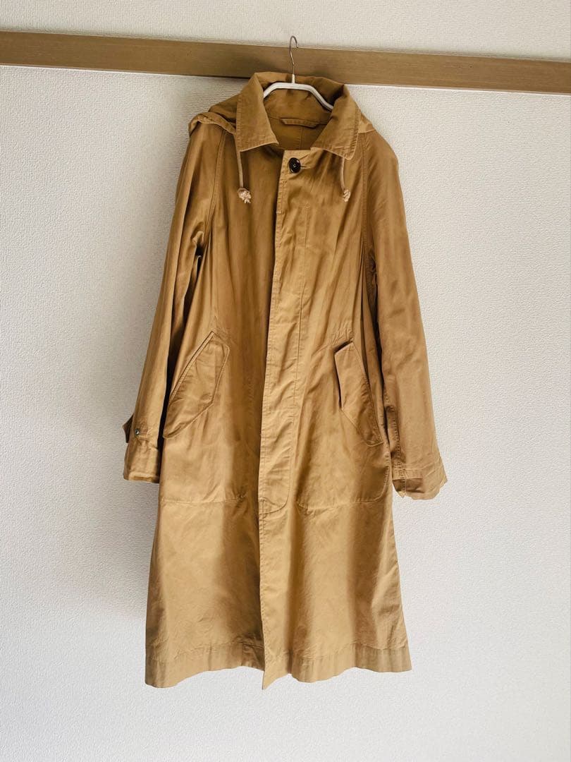 【期間限定値下げ】45R ベージュ フード付きロングコート