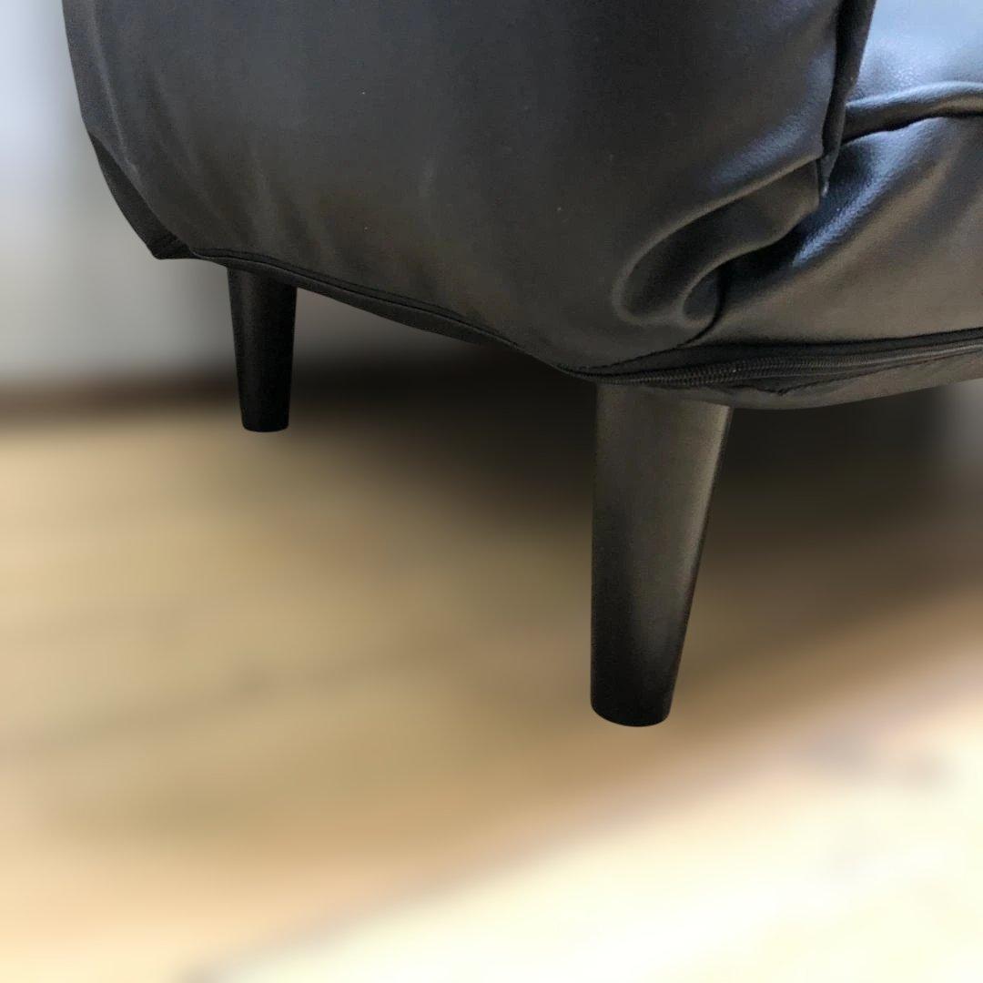 送料無料 ソファベッド リクライニング ブラック 合皮 ソファ88142