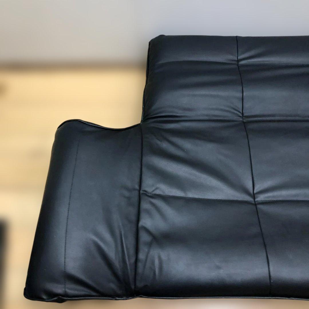 送料無料 ソファベッド リクライニング ブラック 合皮 ソファ88142