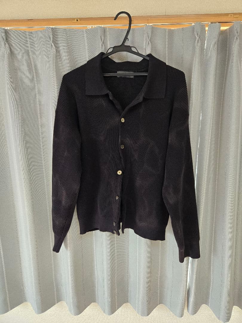 CLEL ベーシック/スプレー畦編みニットシャツカーディガン レッド系　S