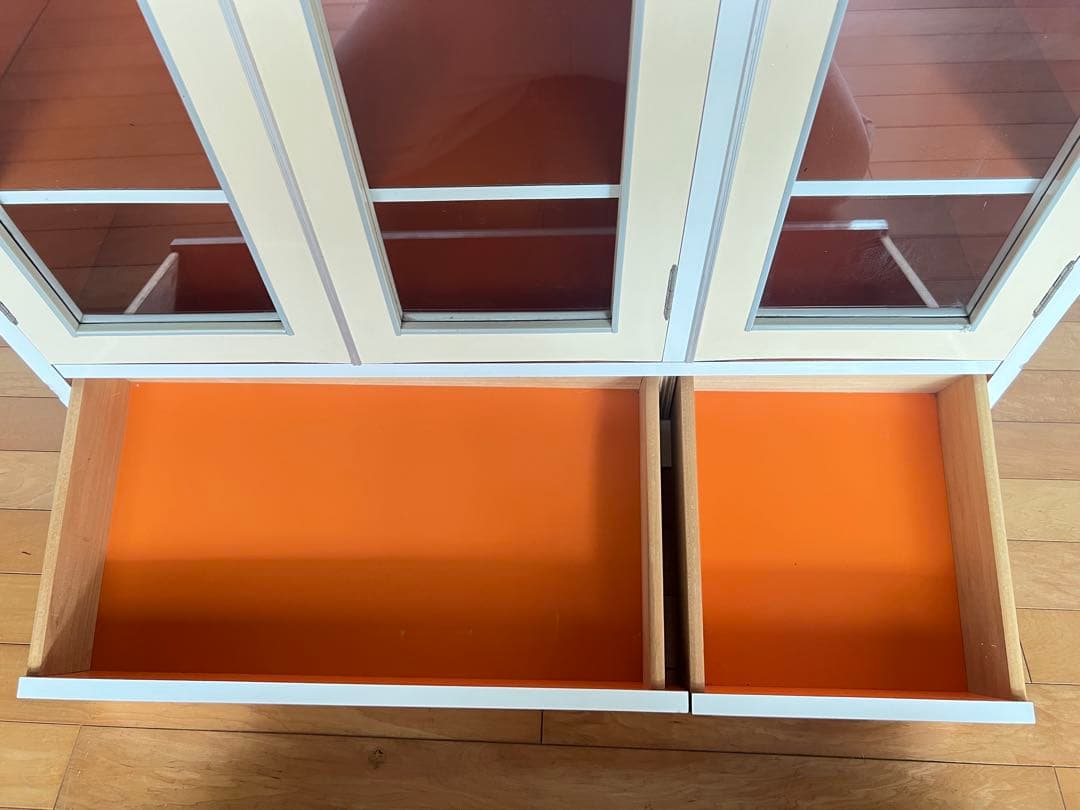 昭和レトロ レトロポップ 食器棚 ガラスキャビネット 木製 キッチン収納 古家具