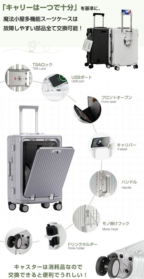 【新品未使用】キャリーケース フロントオープン