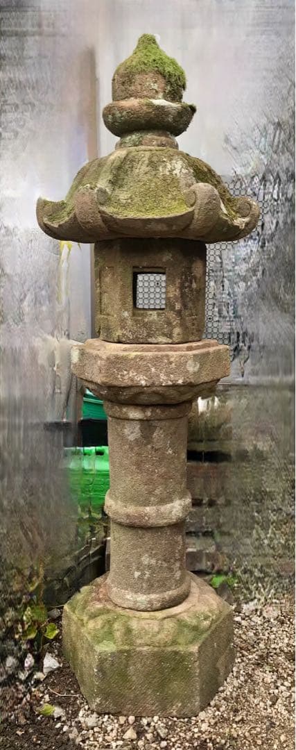 【天然石・春日灯篭・茶庭灯篭・坪庭灯篭】庭石オブジェ箱庭造園ガーデニング苔庭燈籠