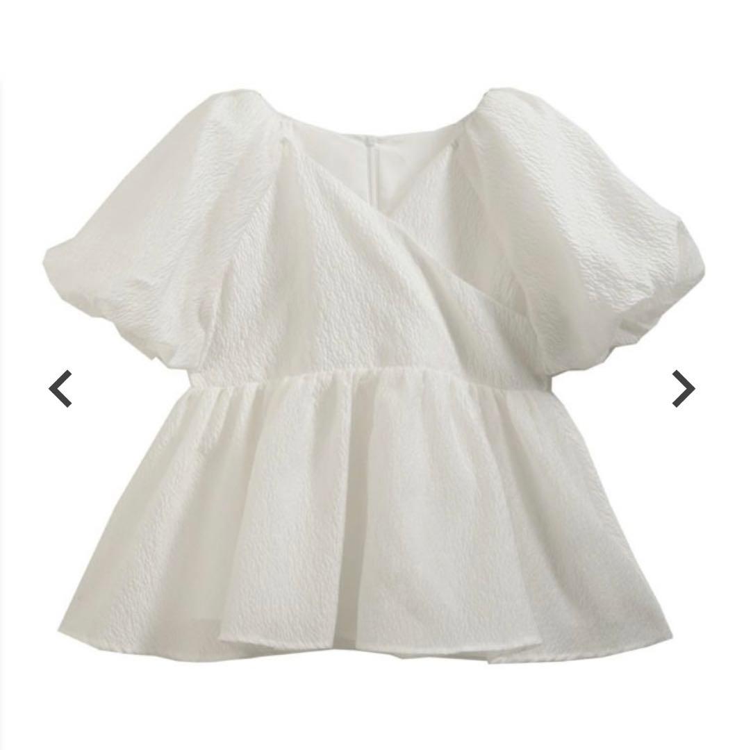 Fit more ジャガードカシュクールペプラムトップス