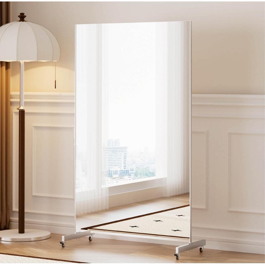 人気＊フィルムミラー 割れない鏡 全身鏡 幅100×高さ160cmキャスター付白