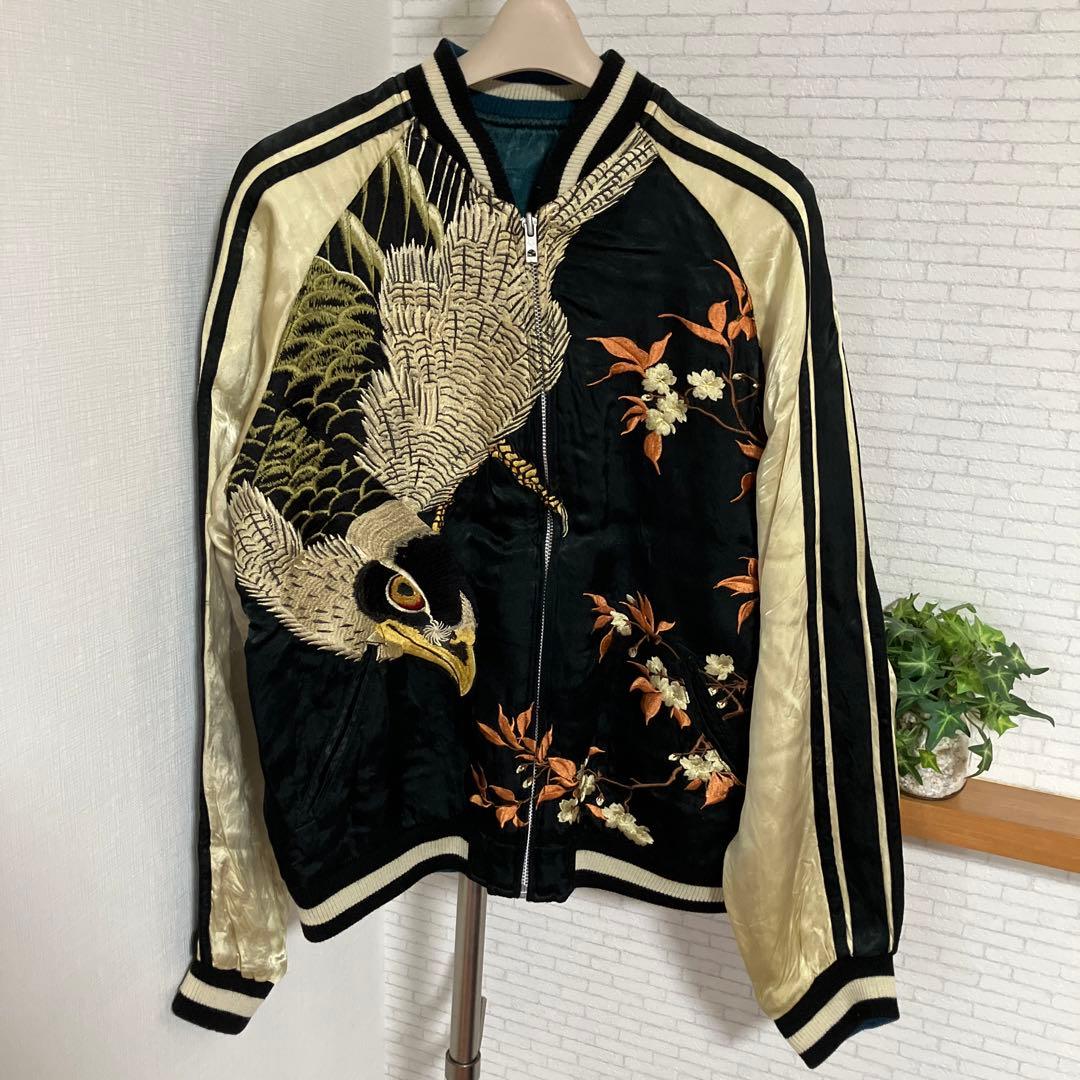 百花繚乱　スカジャン　リバーシブル　レーヨン　もみじ　紅葉　鷹　鷲