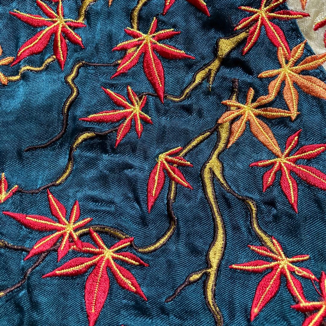 百花繚乱　スカジャン　リバーシブル　レーヨン　もみじ　紅葉　鷹　鷲
