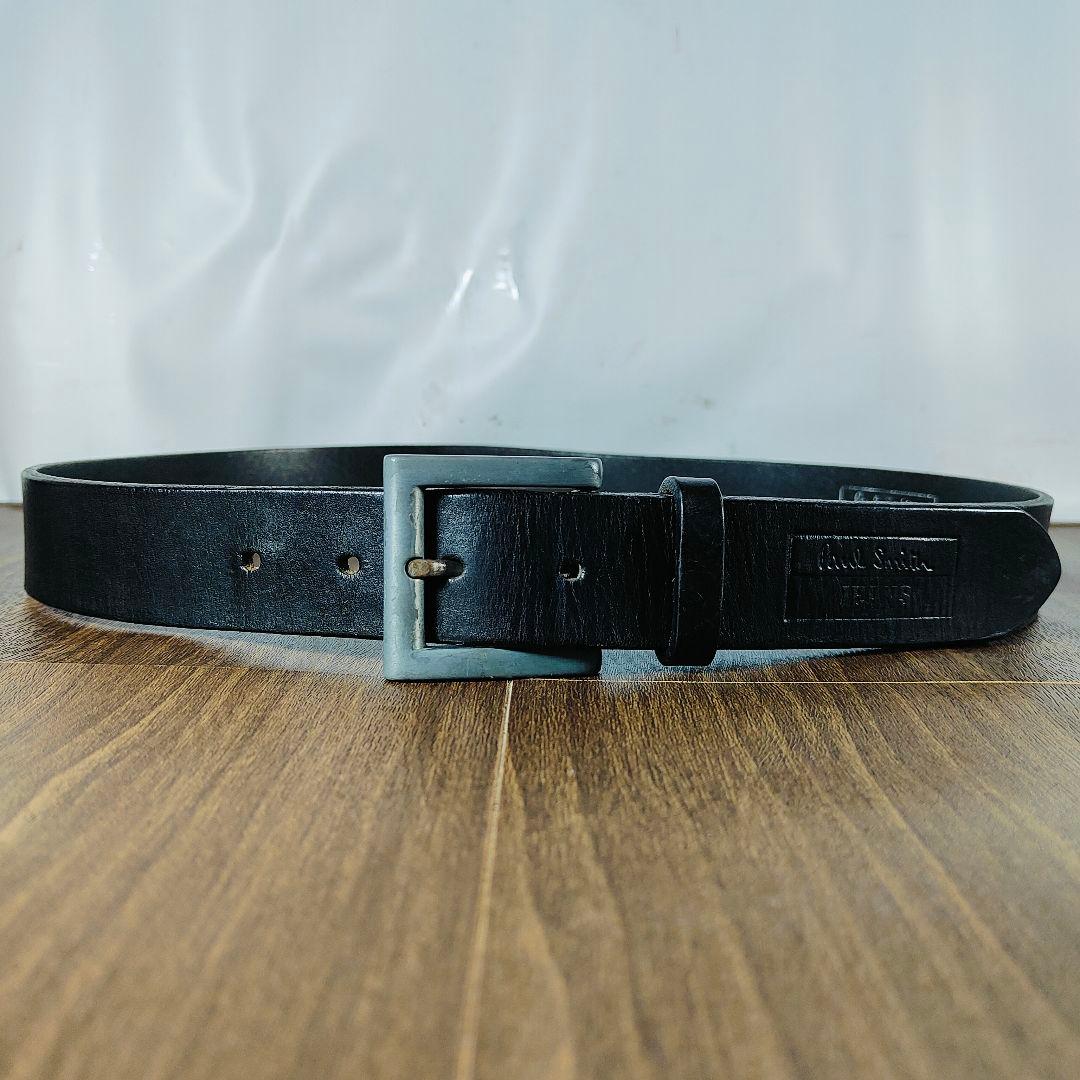 【英国製ヴィンテージ】Paul Smith　高級ドレスベルト　艶黒厚本革　正規品