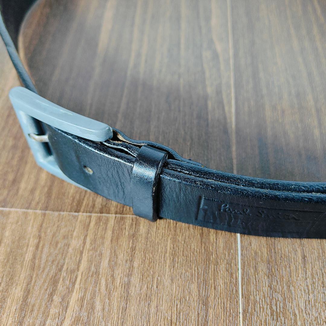 【英国製ヴィンテージ】Paul Smith　高級ドレスベルト　艶黒厚本革　正規品