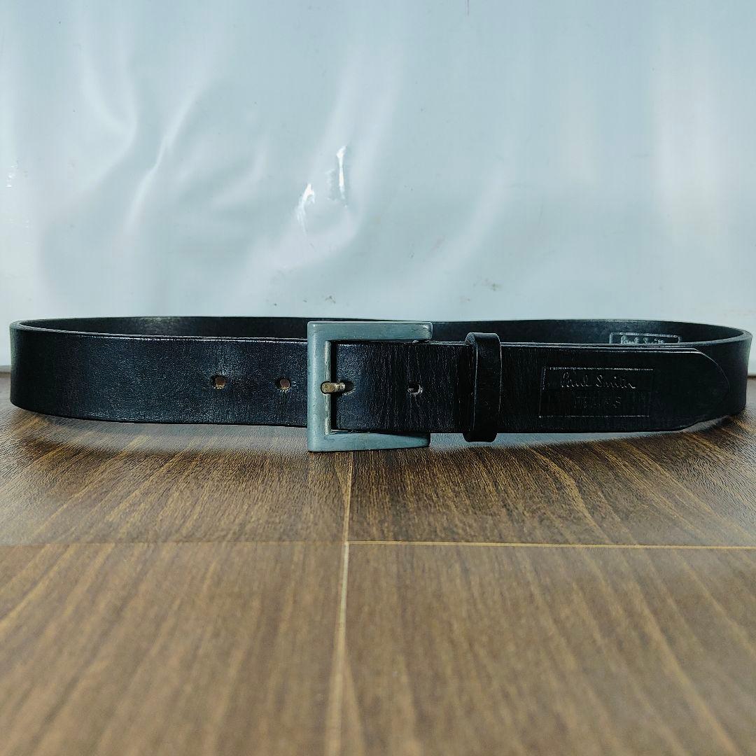 【英国製ヴィンテージ】Paul Smith　高級ドレスベルト　艶黒厚本革　正規品