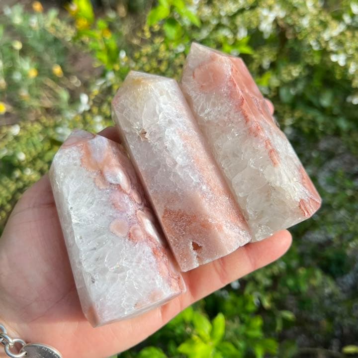 クリアピンクアメジストフラワーアゲート 3P