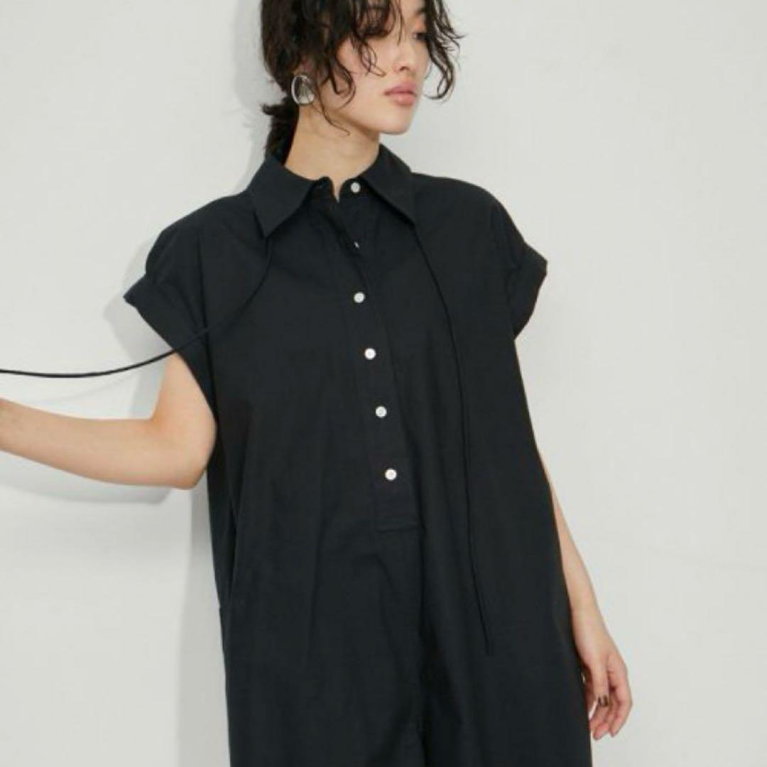 アダムエロペ　シャツロンパース　ブラック