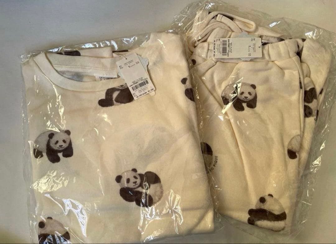 【新品タグ付き】ジェラートピケ　パンダ総柄プルオーバーロングパンツ上下セット