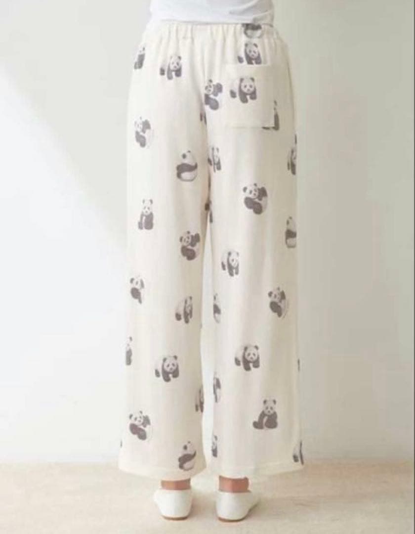 【新品タグ付き】ジェラートピケ　パンダ総柄プルオーバーロングパンツ上下セット