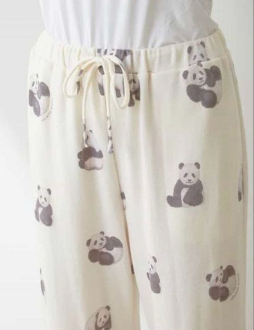 【新品タグ付き】ジェラートピケ　パンダ総柄プルオーバーロングパンツ上下セット
