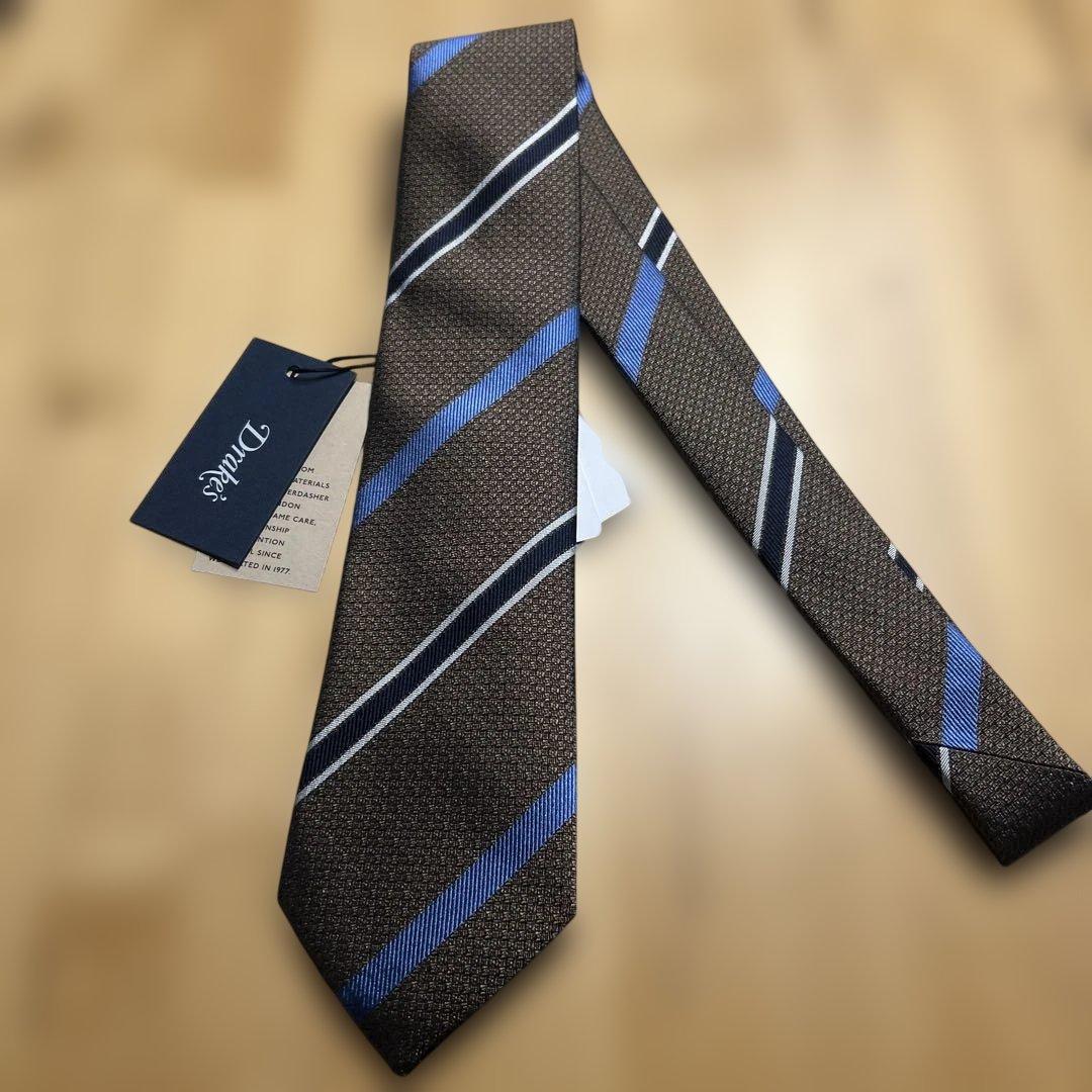 新品 Drake's ストライプ ネクタイ
