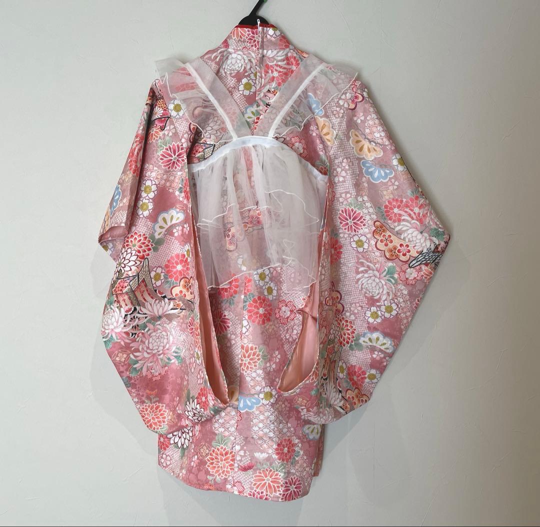 キャサリンコテージ チュールフリルエプロン 着物ワンピース 被布 七五三