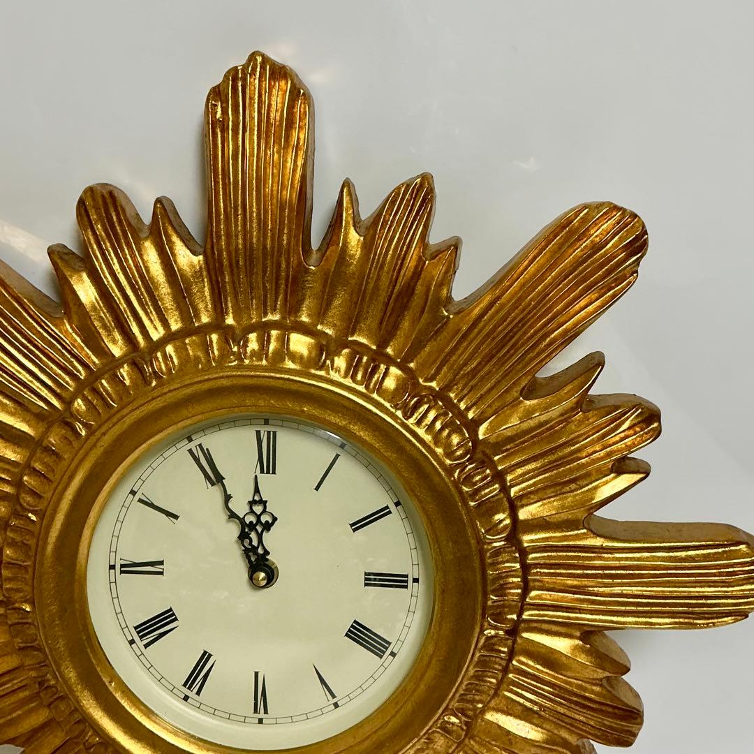 装飾的ゴールドフレーム掛時計　アンティークウォールクロック 北欧　usaお洒落