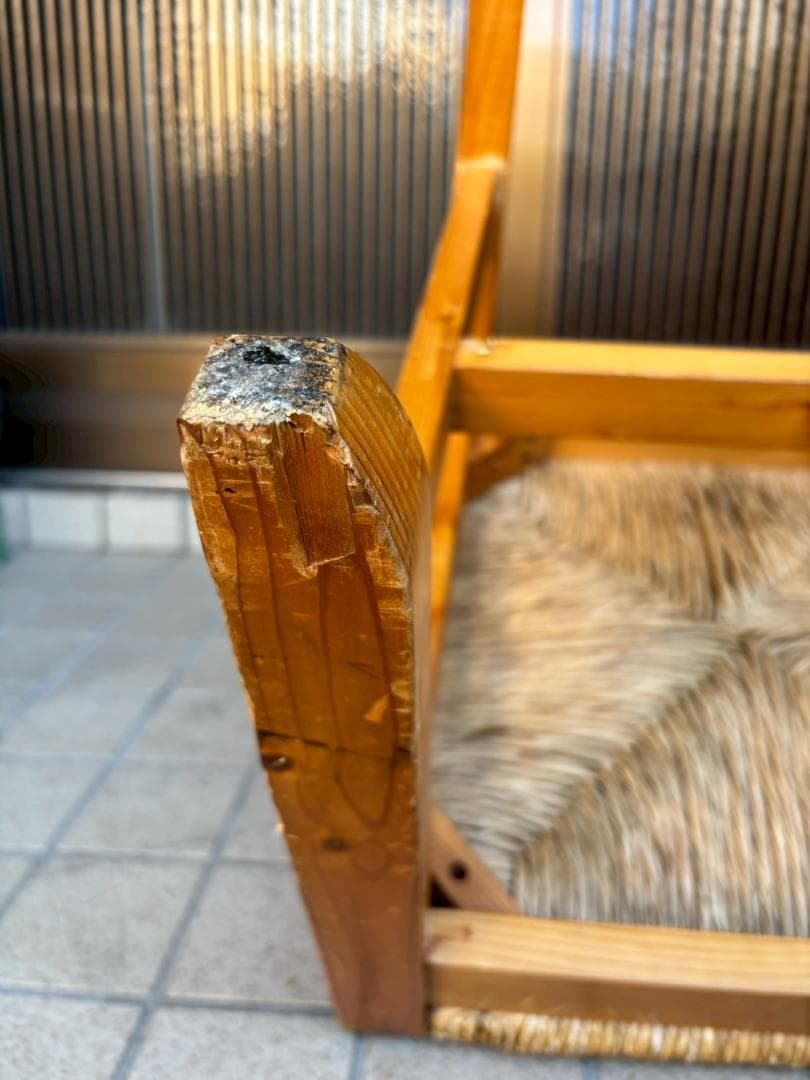 ②　ヴィンテージ　木製　ラッシュシート　ラタン　ダイニングチェア　インテリア