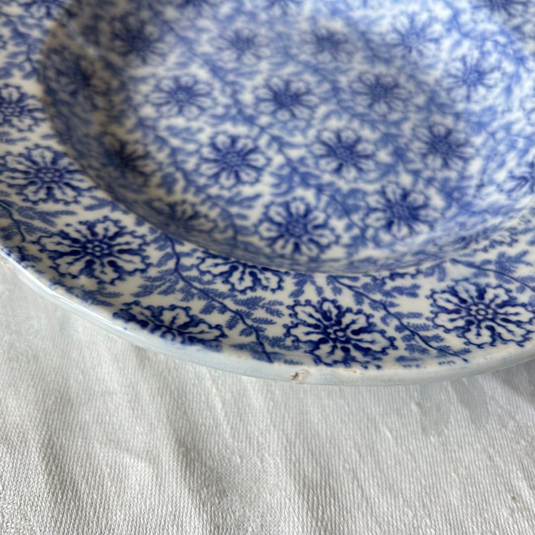 Bordeaux 希少　総柄　深皿　藍色　フランス　アンティーク